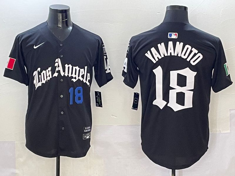Men Los Angeles Dodgers #18 Yamamoto Black 5th Jointly Name 2026 Nike MLB Jersey style 03->los angeles dodgers->MLB Jersey